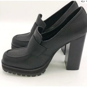 Steve Madden Black Chunky Platform Loafers Heels